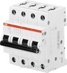 ABB S204 C4 Автоматический выключатель 4x полюсный 3P+N на 4А 6кА тип АС 230/400В 2CDS254001R0044