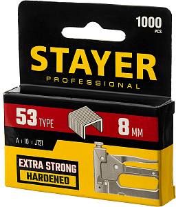 STAYER скобы тип 53 (A/10/JT21), 8 мм, калибр 23GA. 1000 шт. (3159-08)