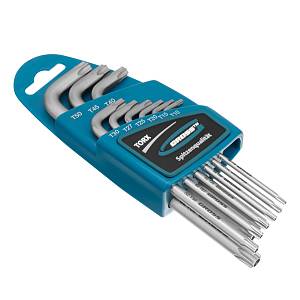 Набор ключей имбусовых Torx -TT, 9 шт: T10-T50, удлиненные, S2, сатинированные Gross