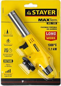 STAYER MaxTerm MG200, 1300&deg;C, газовая горелка с пьезоподжигом на баллон с цанговым соединением (55584)