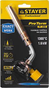 STAYER ProTerm Turbo, PT 350, 1300&deg;C, турбо нагрев + 30%, газовая горелка на баллон с цанговым соединением, Professional (55586)